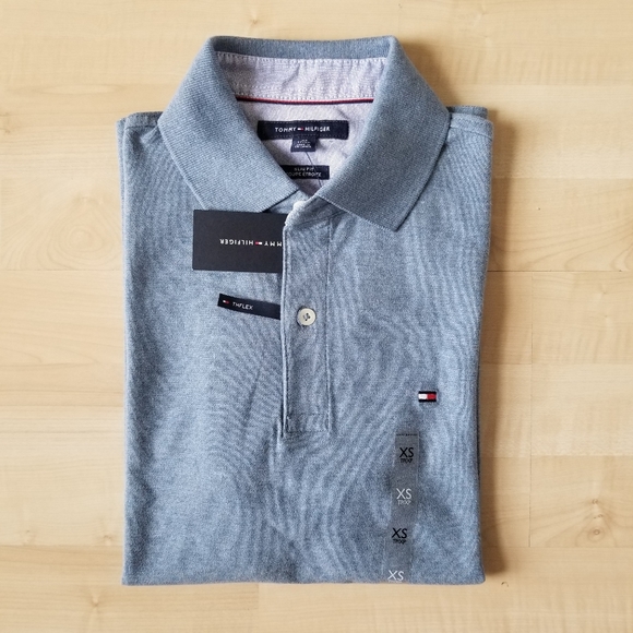 🆕️ Tommy Hilfiger Blue Gray Slim Fit Polo - Picture 3 of 5